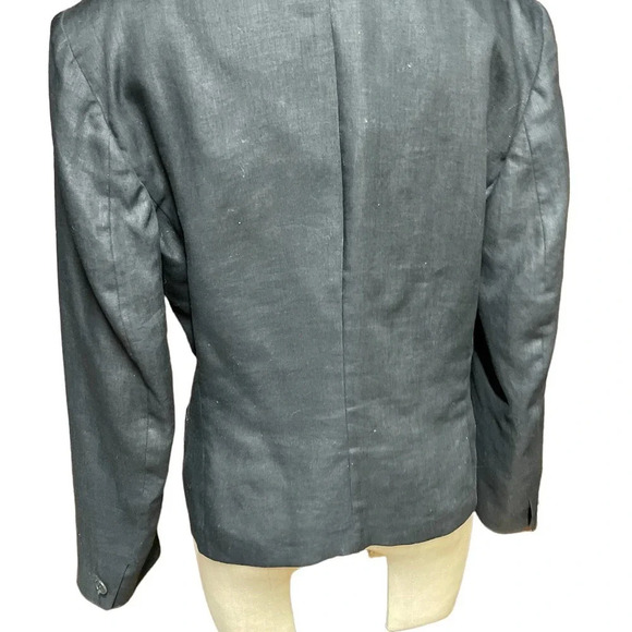 MaxMara Black Double Breasted Linen Blazer Size US 6 - Picture 9 of 12